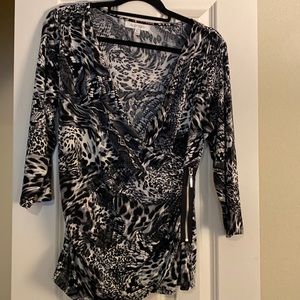 Black/Gray animal print top. Size L